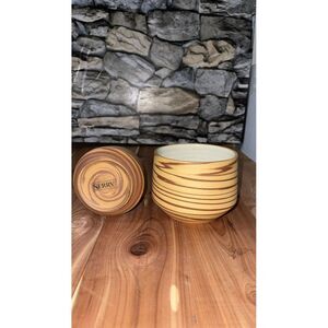 Vintage SERRV INT Lot‎ of Tan & Brown Mission Swirled Art Pottery